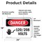 Signmission 120 208 Volts Danger Sign, Vinyl Decal, 24in W x 18in L, 2PK OS-2PACK-DS-D-1824-L-1004 - alternate 5